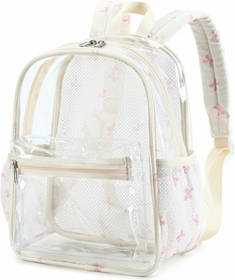 Clear Mini Backpack for Stadium Events 12x12x6 Small Transparent Backpacks Plastic See Through Clear Bag for Concerts Work Festival Security Travel